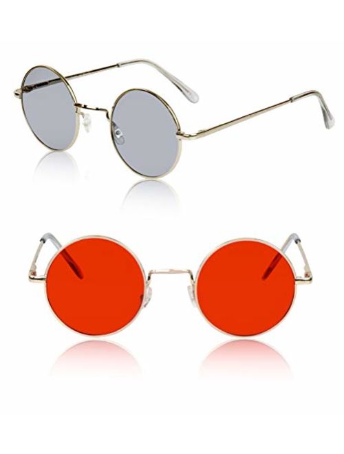 Sunny Pro Retro Round Sunglasses Small Colored Lens Hippie John Lennon Glasses