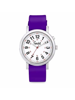 Medical Scrub Glow Watch - Silicone Band, 24 Hour Marks, Second Hand, Lighted Easy-Read Face