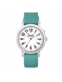 Medical Scrub Glow Watch - Silicone Band, 24 Hour Marks, Second Hand, Lighted Easy-Read Face