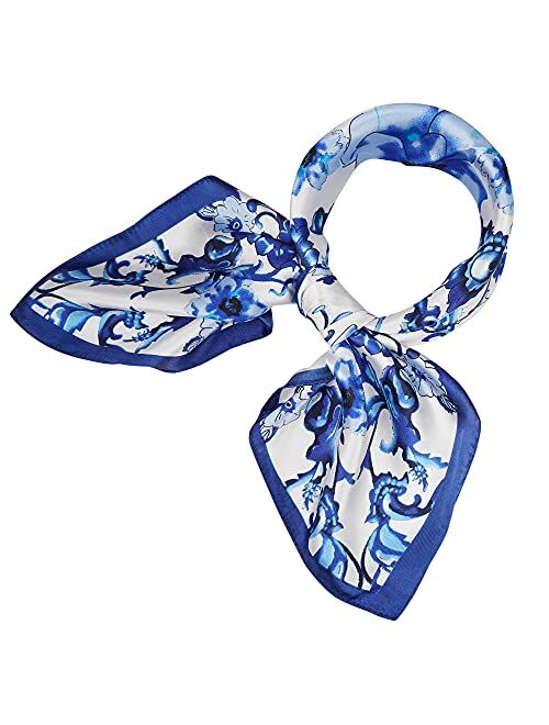 YOUR SMILE 100% Silk Scarf Womens Fashion Pattern Large Square Satin Headscarf Headdress 24''x24''