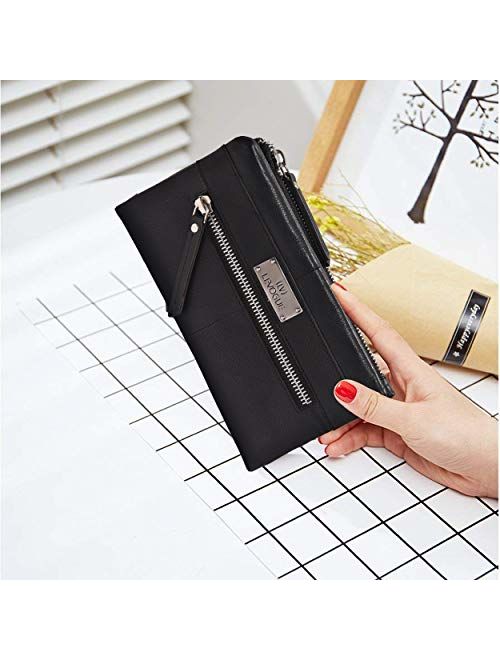 RFID Soft Flexible Leather Wallet for Women-Credit Card Slots, Mobile case Coin Purse with ID Window - Handmade by LEVOGUE