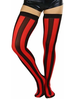 ToBeInStyle Women's Wide Vertical Striped Thigh Hi Stockings