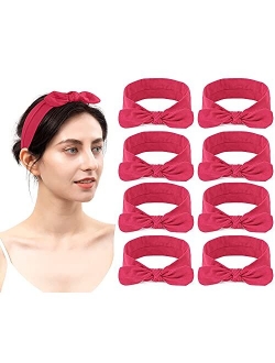 Habibee Women Headbands Turban Headwraps Hair Band Bows Accessories for Fashion Or Sport (Solid Color 8pcs)