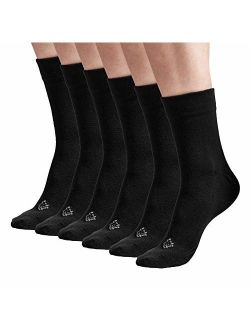 Sheebo 6 Pairs Womens/Mens High Ankle Cotton Crew Socks, Unisex Solid Color Socks 6 Pack