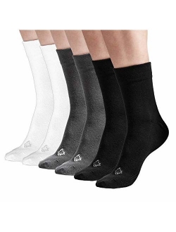 Sheebo 6 Pairs Womens/Mens High Ankle Cotton Crew Socks, Unisex Solid Color Socks 6 Pack