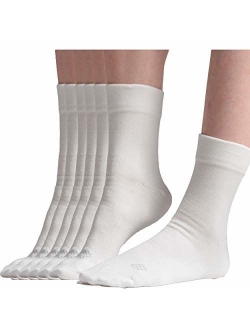 Sheebo 6 Pairs Womens/Mens High Ankle Cotton Crew Socks, Unisex Solid Color Socks 6 Pack