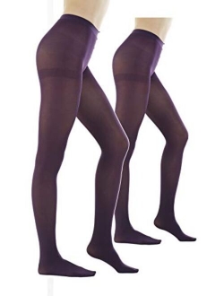 Women's 80 Denier Semi Opaque Solid Color Footed Pantyhose Tights 2Pair