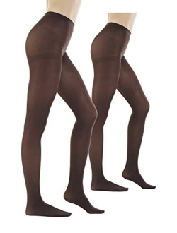 Women's 80 Denier Semi Opaque Solid Color Footed Pantyhose Tights 2Pair