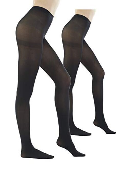 Women's 80 Denier Semi Opaque Solid Color Footed Pantyhose Tights 2Pair