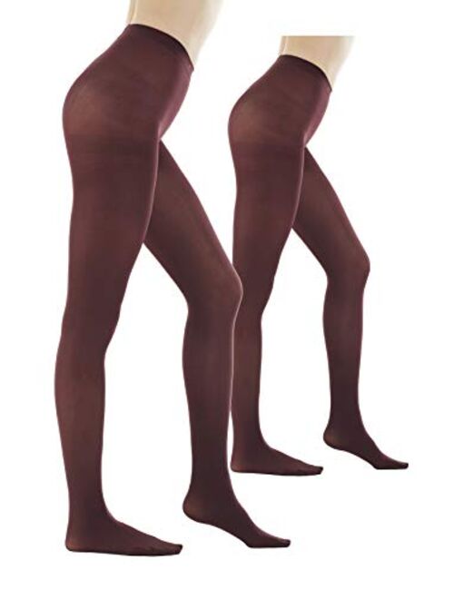 Women's 80 Denier Semi Opaque Solid Color Footed Pantyhose Tights 2Pair