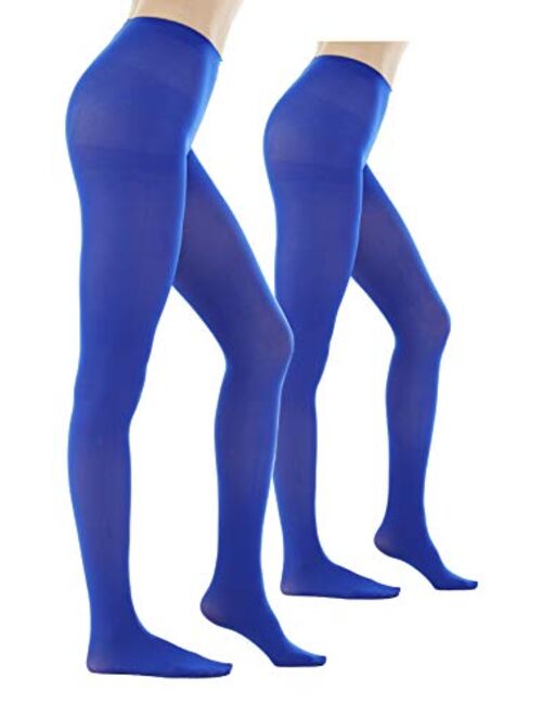 Women's 80 Denier Semi Opaque Solid Color Footed Pantyhose Tights 2Pair