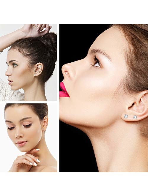 CrazyPiercing 2pcs Unisex Clear Cubic Zirconia Gem Stainlss Steel Barbell Earring/Cartilage Helix Earring/Stud Earring/Labret Studs