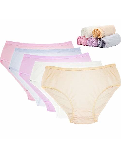 STARLY Women's Disposable 100% Pure Cotton Underwear Travel Panties High Cut Briefs White/Macarons (10Pk)