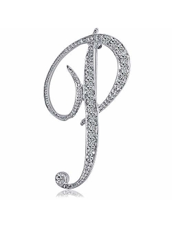 ETHOON Letter Brooch Pins Initial Rhinestone Brooch for Women Crafts Silvery A-Z