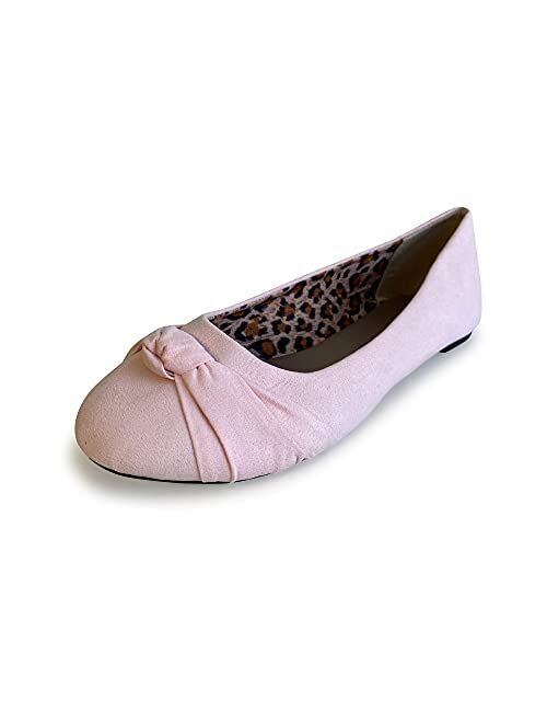 Women's Knotted Front Canvas Round Toe Ballet Flats-Comfortable Cute Dress Flats