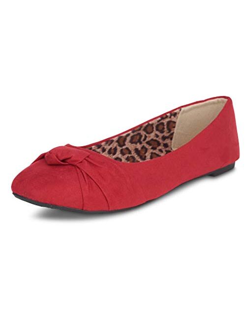 Women's Knotted Front Canvas Round Toe Ballet Flats-Comfortable Cute Dress Flats