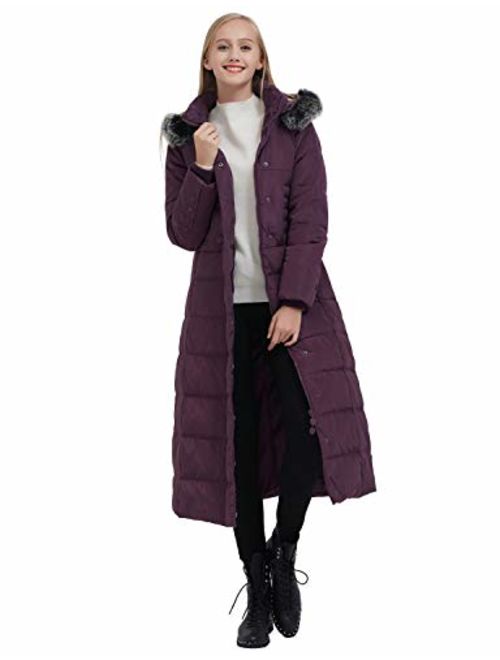 ilishop Women's Thickened Maxi Down Jackets- Hooded Long Down Jacket Winter Parka Puffer Coat