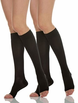 Relaxsan Basic 850A - open-toe moderate support knee high socks 15-20 mmHg, 100% Made in Italy