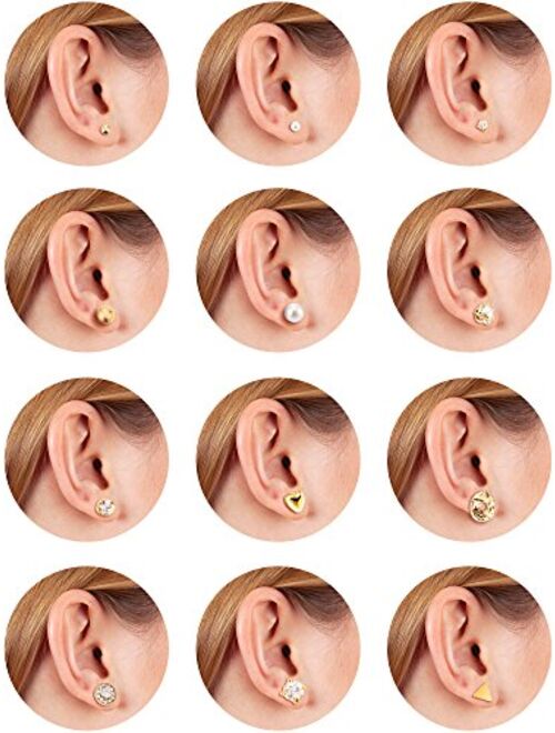 TOODOO 27 Pairs Multiple Stud Earrings Set Cute Vintage Earrings for Girls Women Men