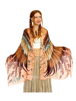 Bird feathers Hand Painted & Printed Pure Cotton Shawl Scarf