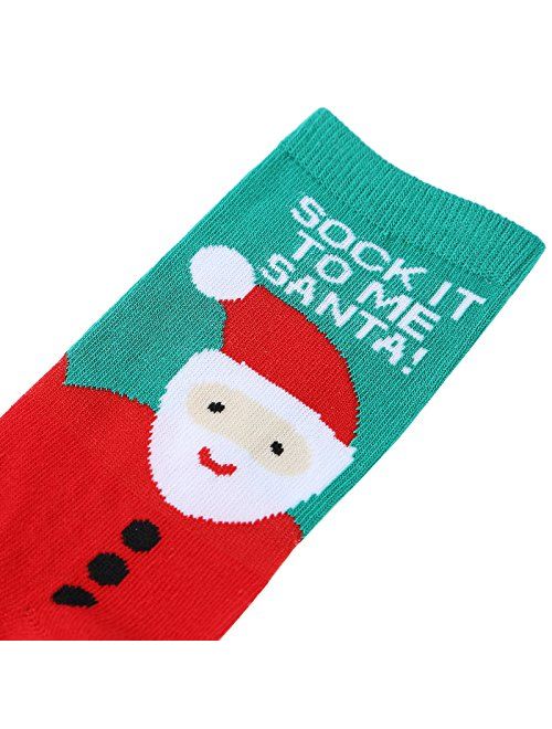 Womens Christmas Holiday Casual Socks - HSELL 6 Pairs Colorful Fun Cotton Crew Socks for Novelty Gifts