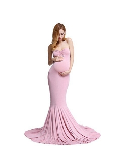 Women's Elegant Fitted Boob Tube on Top Maternity Photography Dress