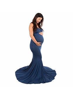 Women's Elegant Fitted Boob Tube on Top Maternity Photography Dress