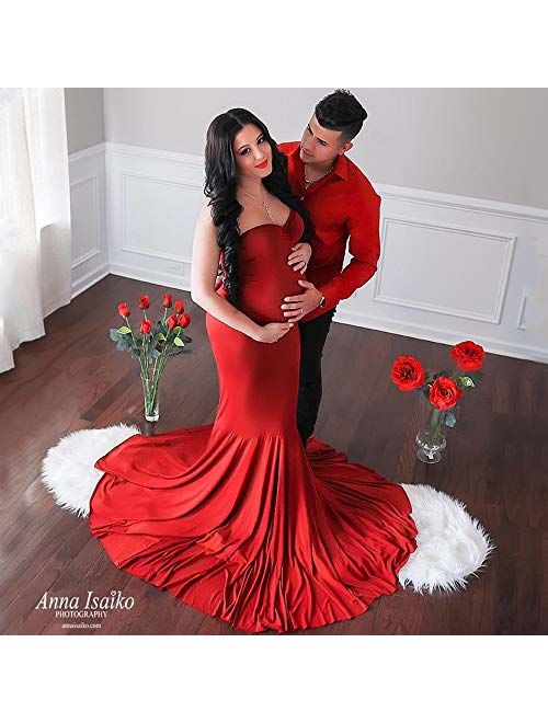 Women's Elegant Fitted Boob Tube on Top Maternity Photography Dress