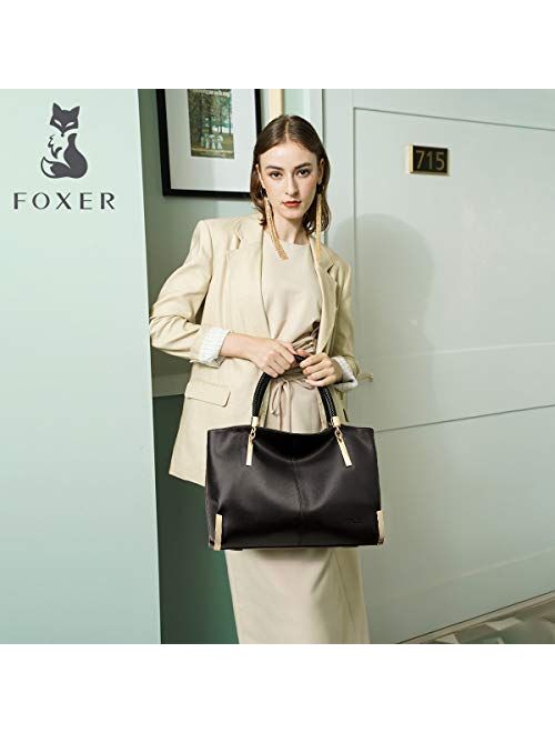 FOXER Women Handbag Leather Tote Purse Shoulder Bag Top Handle Handbags