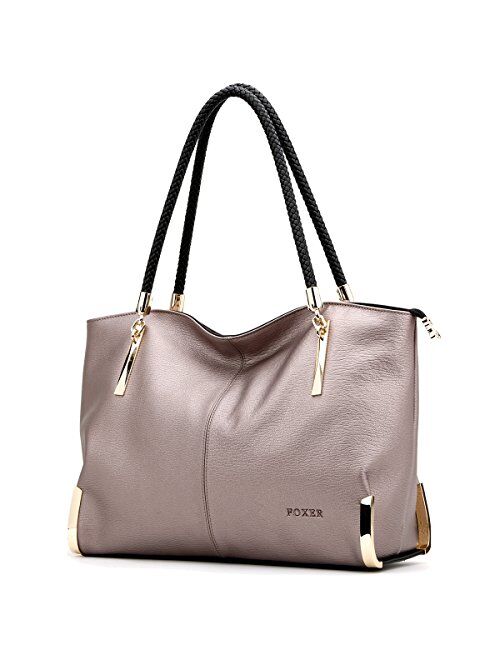 FOXER Women Handbag Leather Tote Purse Shoulder Bag Top Handle Handbags