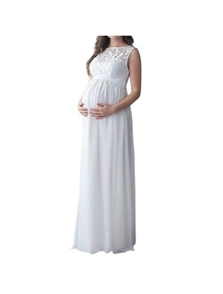 Women Lace Patchwork Sleeveless Long Maxi Dress Maternity Gown Pregnant Photography Props Clothes