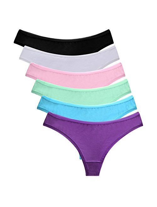 Ning store 6 Pack 100% Cotton Women's Thong Panties Lady G-String Underwear (XXL, 6P01)