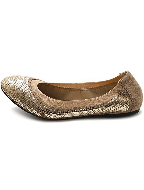 Ollio Women's Shoe Ballet Multi Color Spangle Comfort Flat