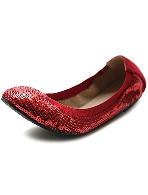 Ollio Women's Shoe Ballet Multi Color Spangle Comfort Flat