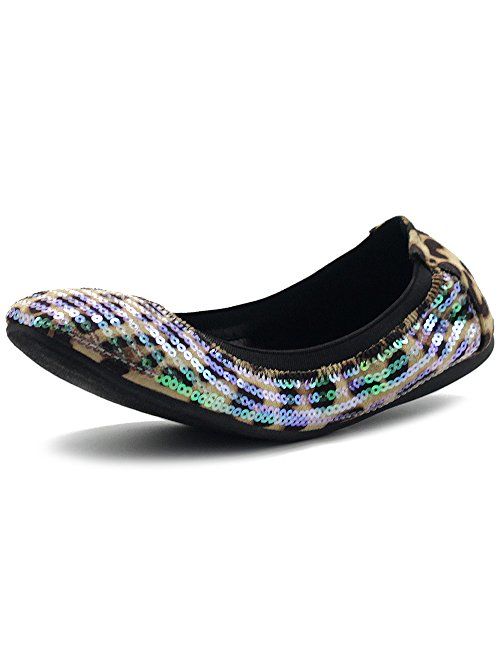 Ollio Women's Shoe Ballet Multi Color Spangle Comfort Flat