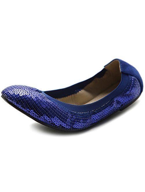 Ollio Women's Shoe Ballet Multi Color Spangle Comfort Flat