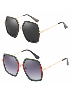 IKANOO Oversized Square Sunglasses for Women Hexagon Inspired Designer Style Shades