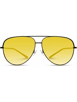 WearMe Pro - Oversized Flat Lens Fashion Designer Inspired Aviator Sunglasses