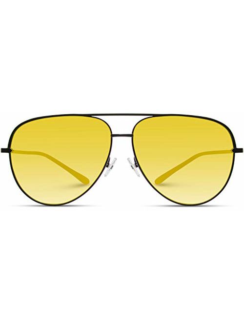 WearMe Pro - Oversized Flat Lens Fashion Designer Inspired Aviator Sunglasses