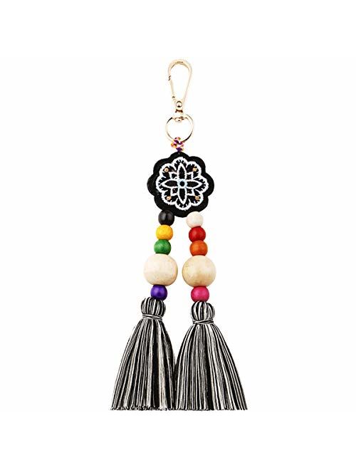 Colorful Boho Pom Pom Tassel Bag Charm Key Chain