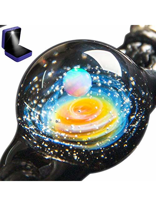 Pavaruni Original Galaxy Pendant Necklace, Universe Glass, Space Cosmos Design,Birthday Art Japan Handmade Craftsman