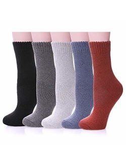 Color City Women's Super Thick Soft Knit Wool Warm Winter Crew Socks - 5 Pack