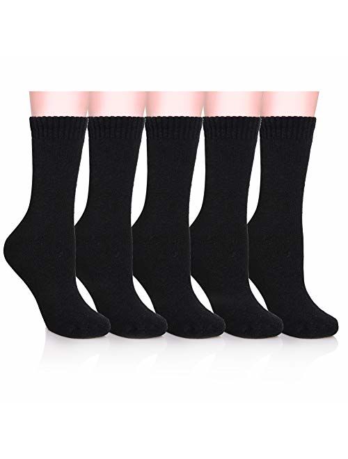 Color City Women's Super Thick Soft Knit Wool Warm Winter Crew Socks - 5 Pack