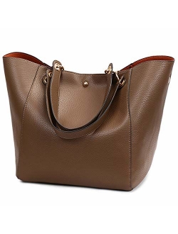 Pahajim Womens Large Leather Bucket Tote Bags Tote Purses Top Handle Satchel Handbags for Women