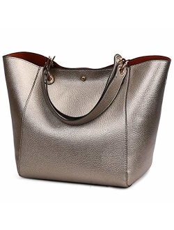 Pahajim Womens Large Leather Bucket Tote Bags Tote Purses Top Handle Satchel Handbags for Women