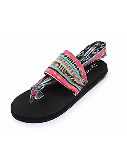 Happy Lily Womens Yoga Sling Flip Flop Flats Sandal Slip On Slippers Toe Separators Shower Sandal Beach Mule Non-Slip Sole Pool Shoes