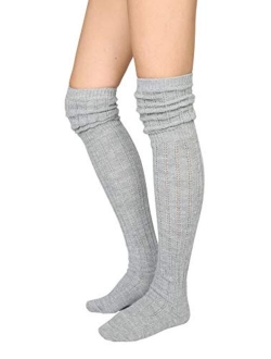 STYLEGAGA Winter Slouch Top Over The Knee High Knit Boot Socks