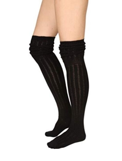 STYLEGAGA Winter Slouch Top Over The Knee High Knit Boot Socks