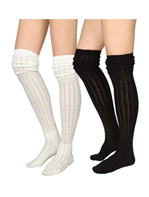 STYLEGAGA Winter Slouch Top Over The Knee High Knit Boot Socks