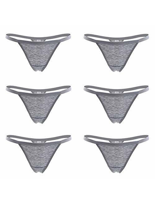 Closecret Womens Panties Cotton Thongs Pack of 6pcs G-String